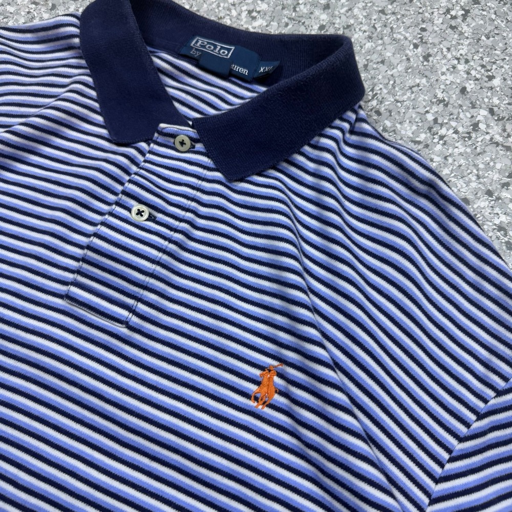 Polo Ralph Lauren Stripped Polo Shirt Men's XXL Blue White Preppy Pony